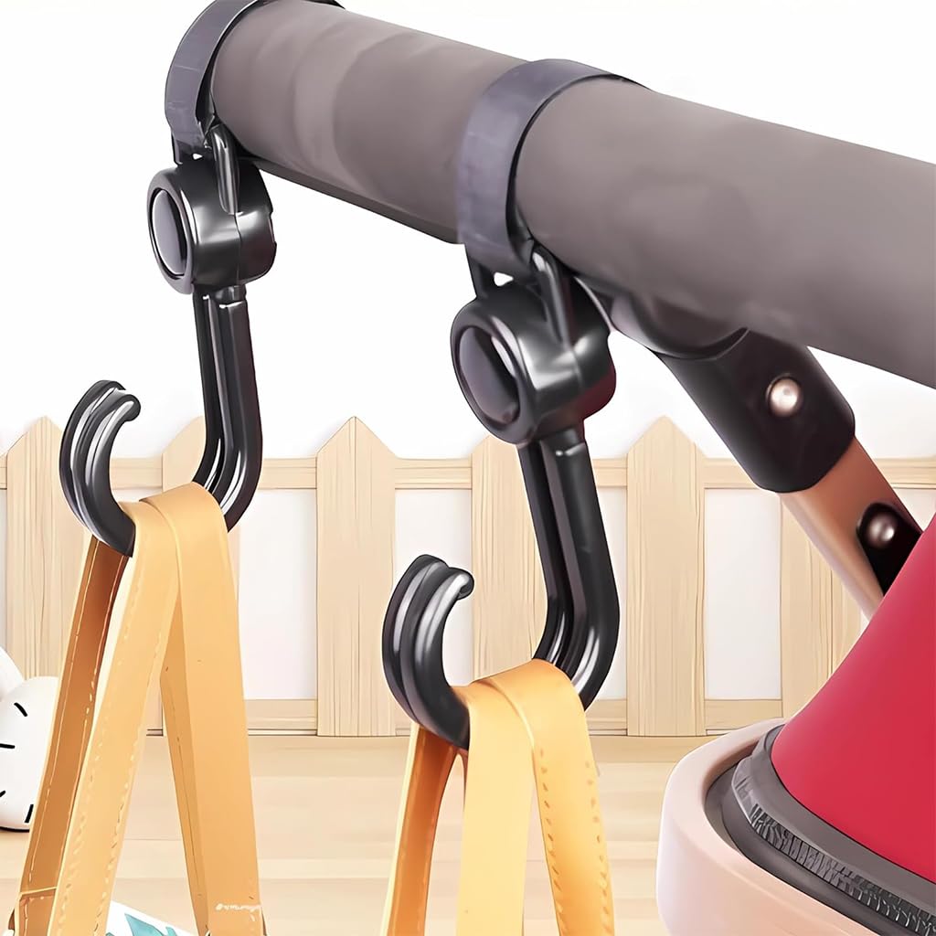 SNOWIE SOFT 2Pcs Hanging Hooks 360 Degree Rotatable Dual Hooks Stroller Hooks for Mothering Bags, Versatile Hanging Hooks for Stroller, Pram, Bike, Car, Electric Bicycle SNOWIE SOFT 2Pcs Hanging Hooks 360 Degree Rotatable Dual Hooks Stroller Hooks for Mothering Bags, Versatile Hanging Hooks for Stroller, Pram, Bike, Car, Electric Bicycle